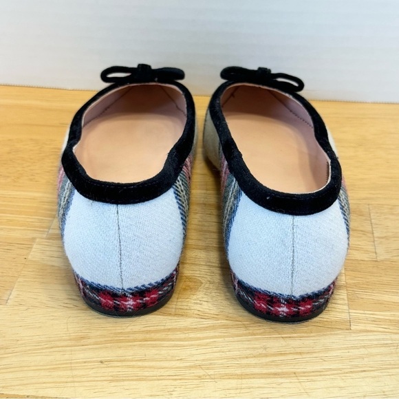 J Crew Pointed Bow Flats Snowy Tartan Plaid - Picture 5 of 9